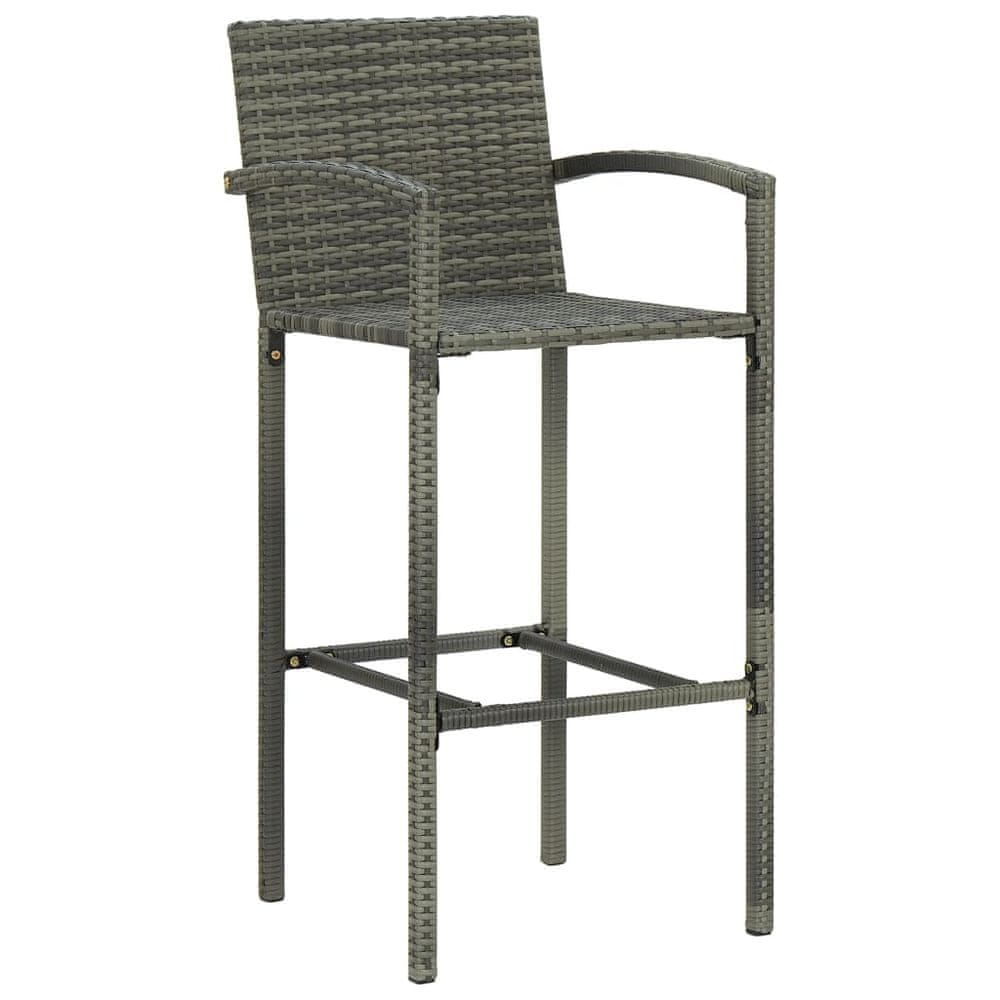 Vidaxl Barové stoličky 2 ks, sivé, polyratan